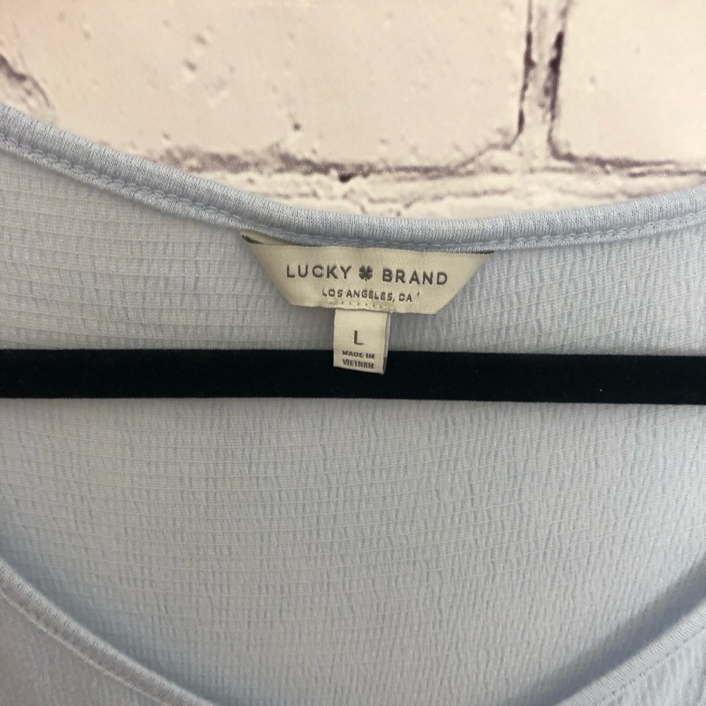 FINAL PRICE Lucky Brand Light Blue Bell Sleeve Top - Picture 2 of 6